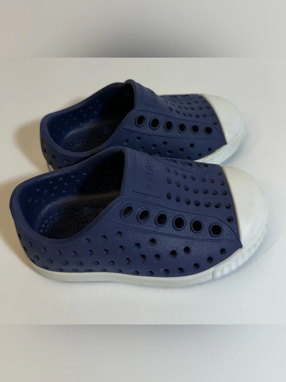Native Kids Navy Blue Slip-On Water Shoes with White Toe
